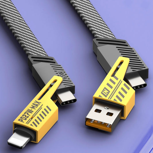 4-in-1 Multi USB Charging Cable – Fast PD Charger Cord for iPhone, iPad, Samsung & MacBook (Type-C & iPhone Compatible)