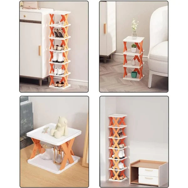 New Arrival Stackable Shoe Rack – Multi-layer Plastic Shoe Organizer For Entryway | Space-saving Storage Cabinet (4, 6 Layers)