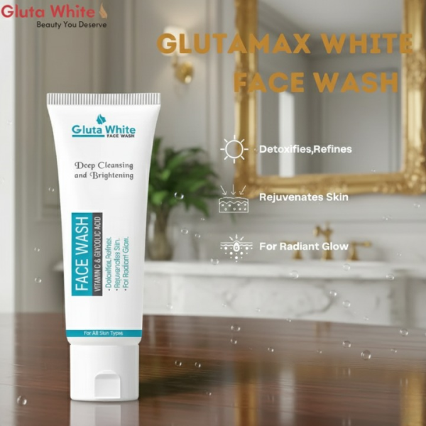 Gluta White Facewash 100ml – Brightening & Deep Cleansing Formula For Clear, Glowing Skin, Gentle On All Skin Types, Daily Use Quality Face Wash